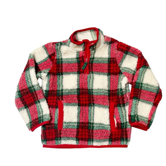Gymboree Plaid Sherpa Fleece Half Zip Pullover Sweatshirt Size 4T - Picture 1 of 5